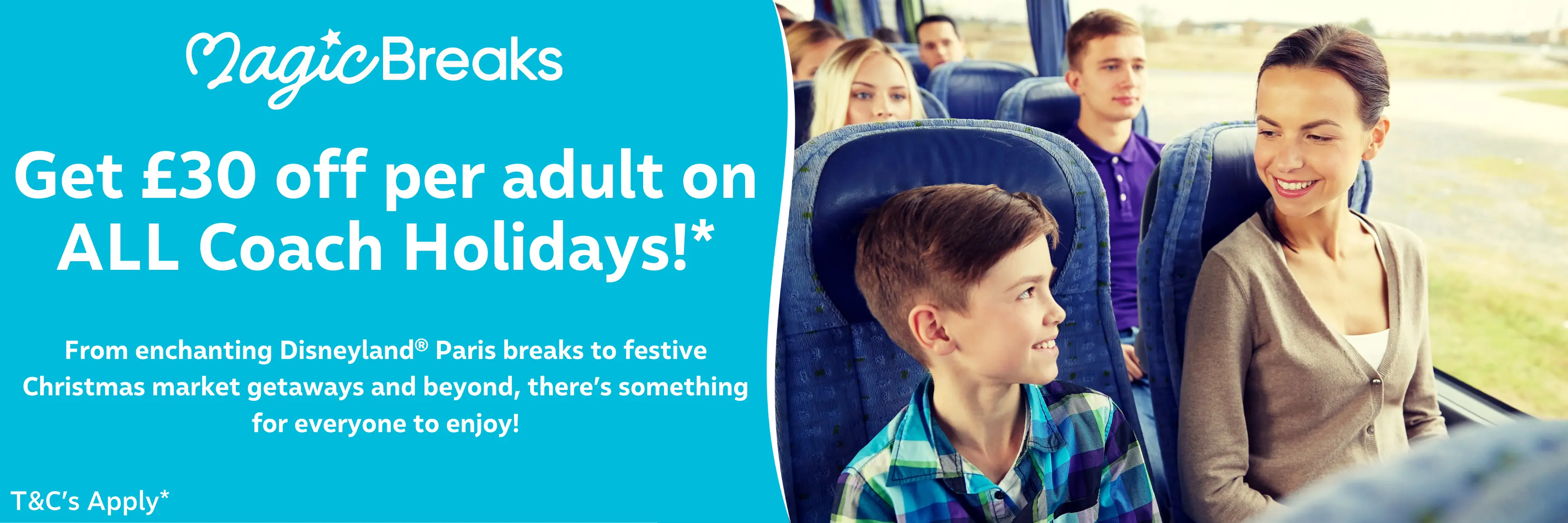 MagicBreaks £30 OFF PER ADULT carousel banner