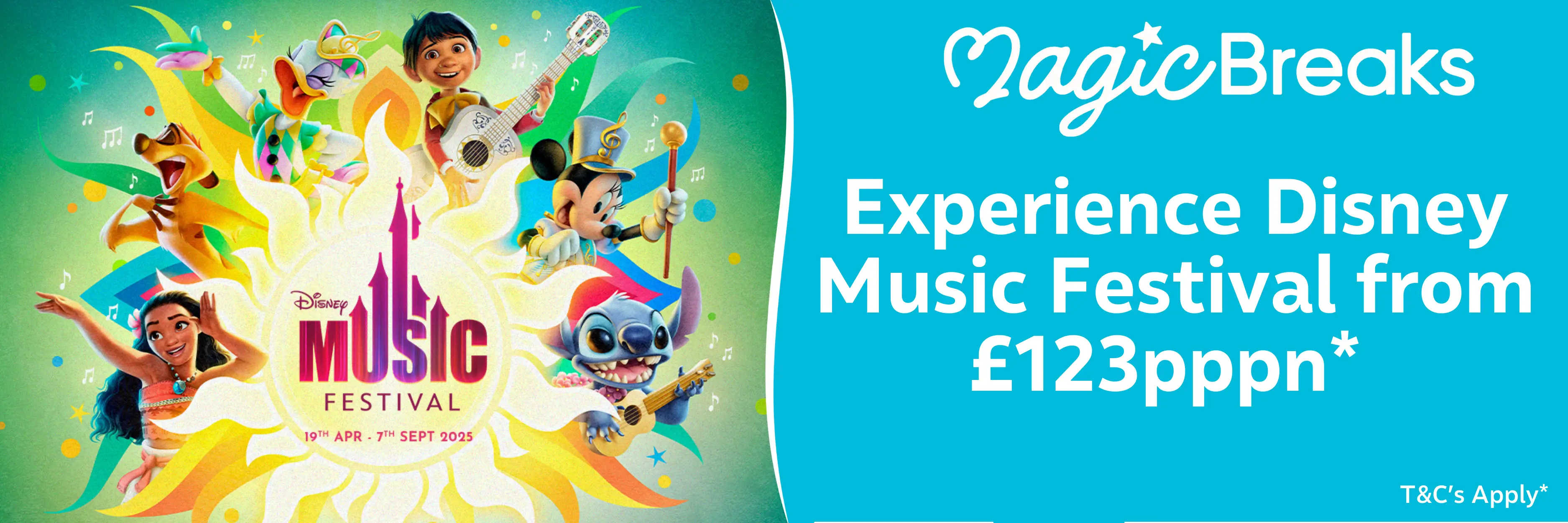 MagicBreaks Experience Disney Music Festival from £123pppn carousel banner